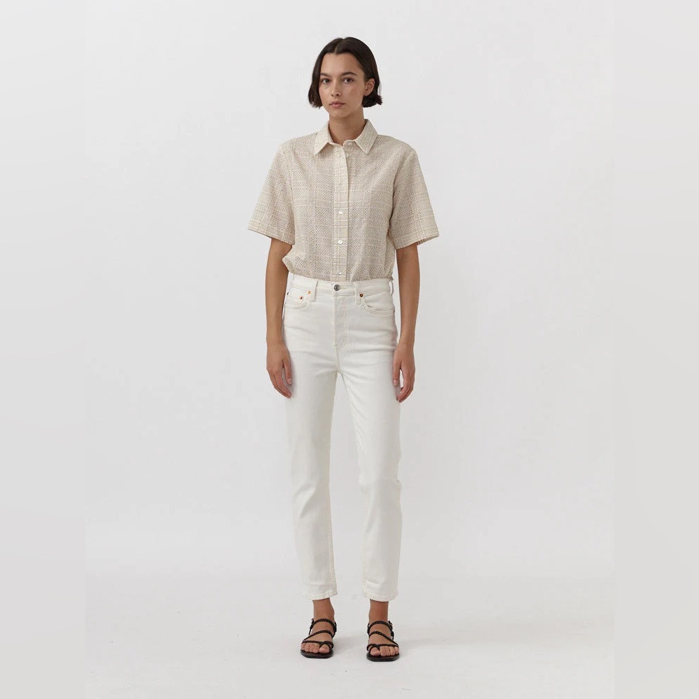 Re/Done White Ankle & Cropped Jeans